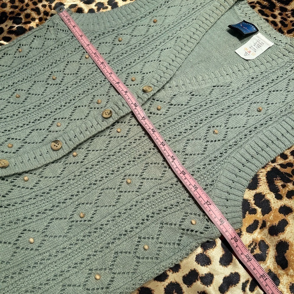 Jantzen Sage Green Knit Button-Up Vest - Picture 4 of 6